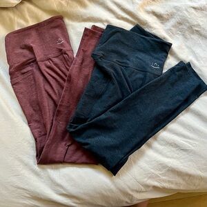 2-pack beyond yoga spacedye out of pocket leggings, GUC, black and brown, xl